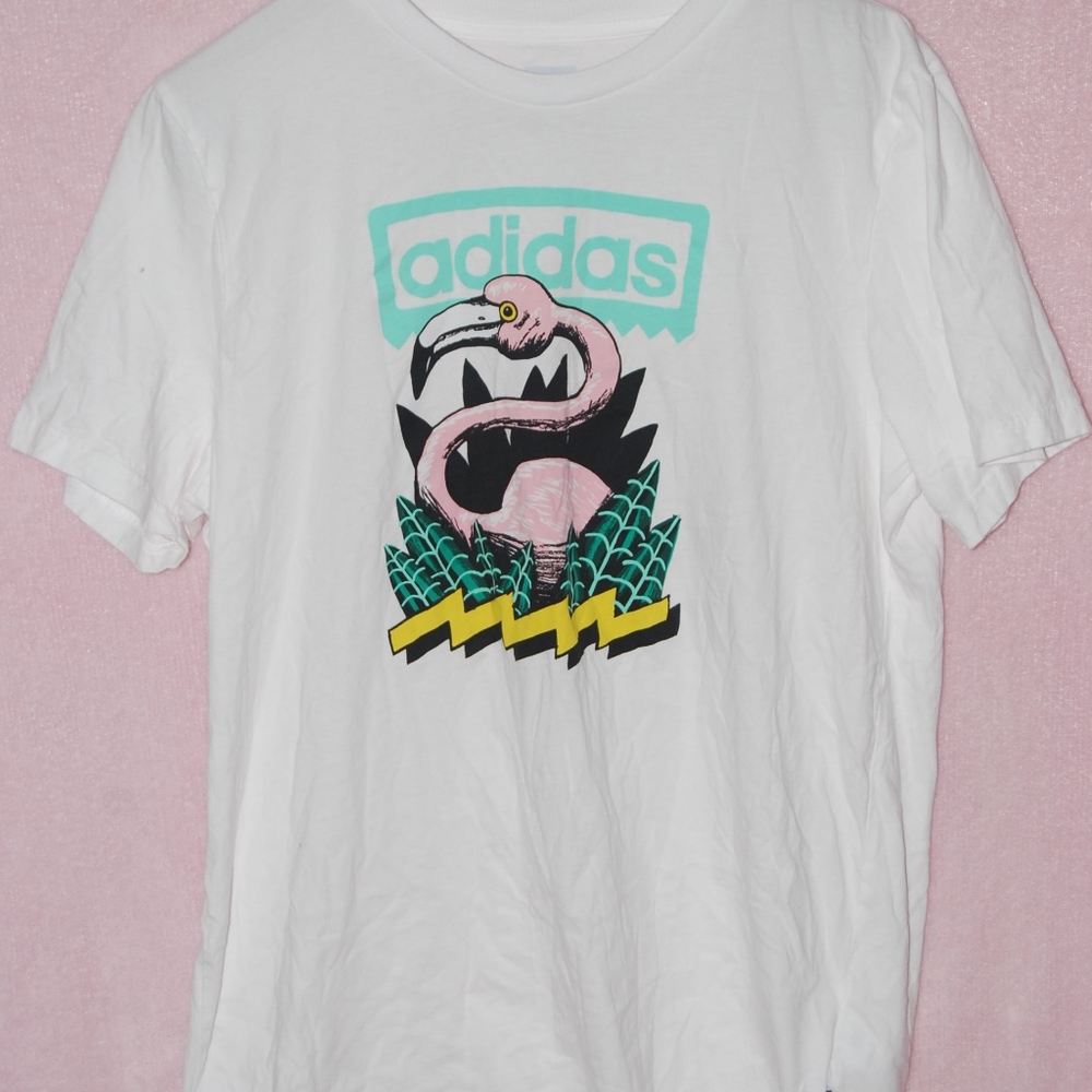 Adidas white graphic tee size Large